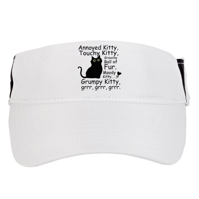 Annoyed Kitty Touchy Kitty Grouchy Ball Of Fur Black Cat Adult Drive Performance Visor