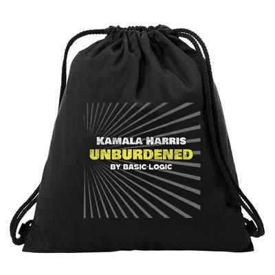 Anti Kamala Unburdened By Basic Logic Cool Distressed Drawstring Bag