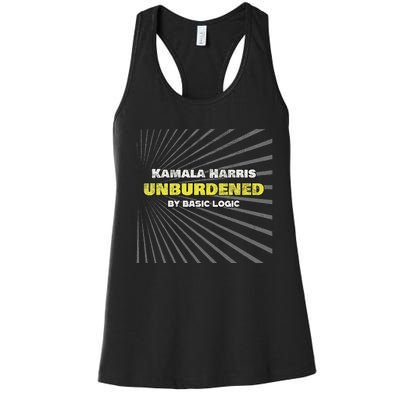 Anti Kamala Unburdened By Basic Logic Cool Distressed Women's Racerback Tank