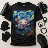 Axolotl Kawaii - Van Gogh Style - Starry Night Graphic  Cooling Performance Crew T-Shirt