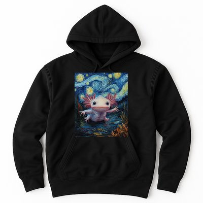 Axolotl Kawaii - Van Gogh Style - Starry Night Graphic  Hoodie