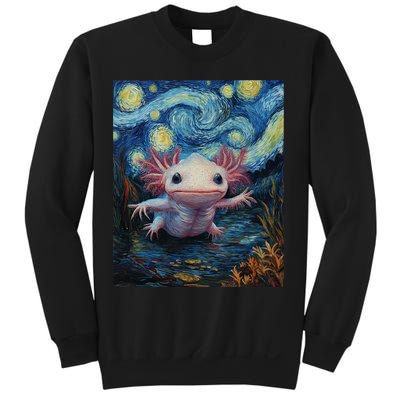 Axolotl Kawaii - Van Gogh Style - Starry Night Graphic  Sweatshirt