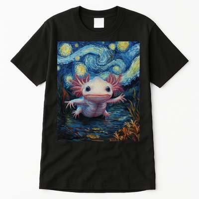 Axolotl Kawaii - Van Gogh Style - Starry Night Graphic  Tall T-Shirt