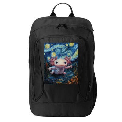 Axolotl Kawaii - Van Gogh Style - Starry Night Graphic  City Backpack