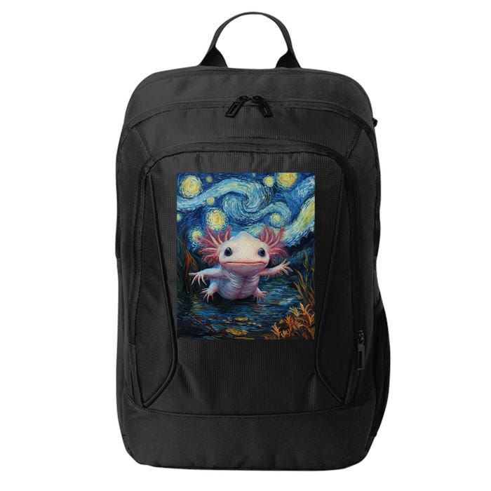 Axolotl Kawaii - Van Gogh Style - Starry Night Graphic  City Backpack