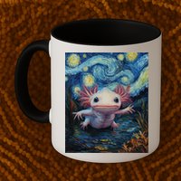 Axolotl Kawaii - Van Gogh Style - Starry Night Graphic  Mug