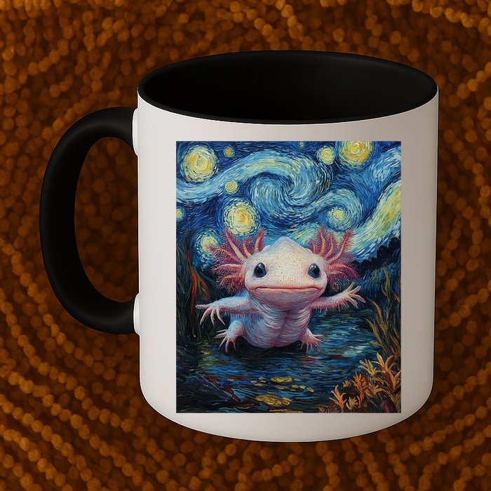 Axolotl Kawaii - Van Gogh Style - Starry Night Graphic  Mug