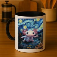 Axolotl Kawaii - Van Gogh Style - Starry Night Graphic  Mug