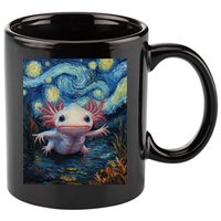 Axolotl Kawaii - Van Gogh Style - Starry Night Graphic  11oz C Handle Ceramic Mug
