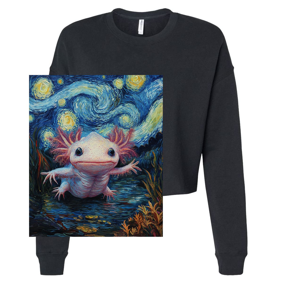 Axolotl Kawaii - Van Gogh Style - Starry Night Graphic  11oz C Handle Ceramic Mug