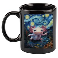 Axolotl Kawaii - Van Gogh Style - Starry Night Graphic  11oz C Handle Ceramic Mug