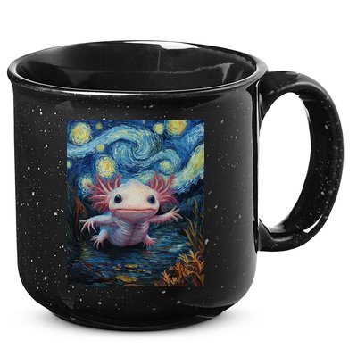 Axolotl Kawaii - Van Gogh Style - Starry Night Graphic  15oz Campfire Ceramic Mug