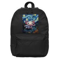 Axolotl Kawaii - Van Gogh Style - Starry Night Graphic  16 in Basic Backpack