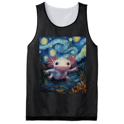 Axolotl Kawaii - Van Gogh Style - Starry Night Graphic  Mesh Reversible Basketball Jersey Tank