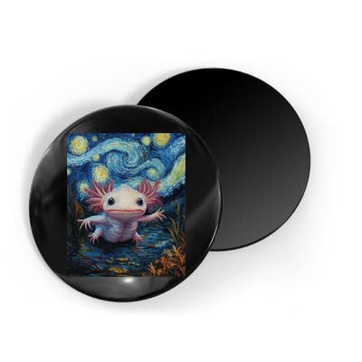 Axolotl Kawaii - Van Gogh Style - Starry Night Graphic  Magnet
