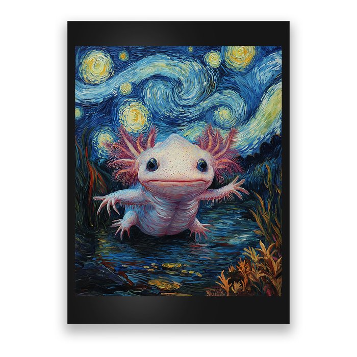 Axolotl Kawaii - Van Gogh Style - Starry Night Graphic  Poster