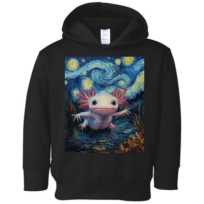 Axolotl Kawaii - Van Gogh Style - Starry Night Graphic  Toddler Hoodie