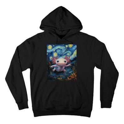 Axolotl Kawaii - Van Gogh Style - Starry Night Graphic  Tall Hoodie