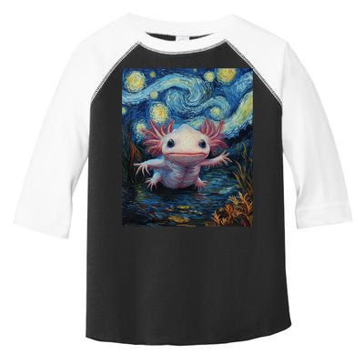 Axolotl Kawaii - Van Gogh Style - Starry Night Graphic  Toddler Fine Jersey T-Shirt