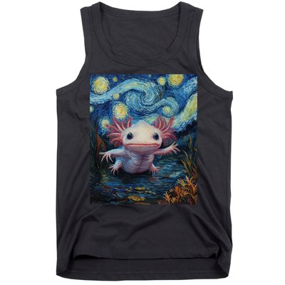 Axolotl Kawaii - Van Gogh Style - Starry Night Graphic  Tank Top