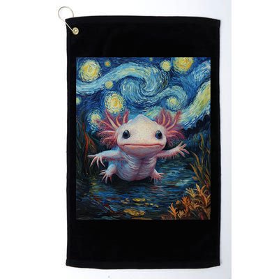 Axolotl Kawaii - Van Gogh Style - Starry Night Graphic  Golf Towel