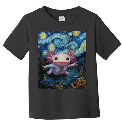 Axolotl Kawaii - Van Gogh Style - Starry Night Graphic  Toddler T-Shirt