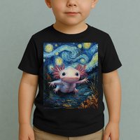 Axolotl Kawaii - Van Gogh Style - Starry Night Graphic  Toddler T-Shirt