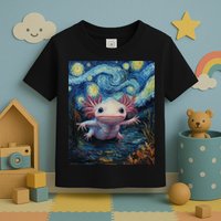 Axolotl Kawaii - Van Gogh Style - Starry Night Graphic  Toddler T-Shirt