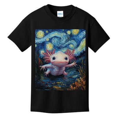 Axolotl Kawaii - Van Gogh Style - Starry Night Graphic  Kids T-Shirt