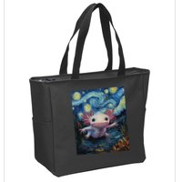Axolotl Kawaii - Van Gogh Style - Starry Night Graphic  Zip Tote Bag