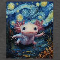 Axolotl Kawaii - Van Gogh Style - Starry Night Graphic  Vector Backpack