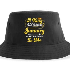 A King Was Born In January Happy Birthday To Me Funny Sustainable Bucket Hat