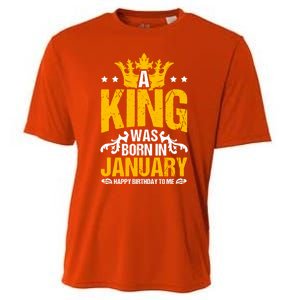 A King Was Born In January Happy Birthday To Me Party Gift Cooling Performance Crew T-Shirt