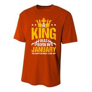 A King Was Born In January Happy Birthday To Me Party Gift Performance Sprint T-Shirt