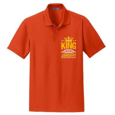 A King Was Born In January Happy Birthday To Me Party Gift Dry Zone Grid Polo