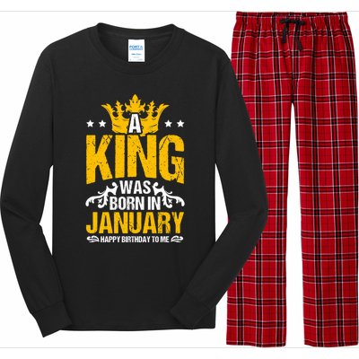 A King Was Born In January Happy Birthday To Me Party Gift Long Sleeve Pajama Set