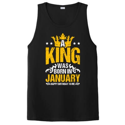 A King Was Born In January Happy Birthday To Me Party Gift PosiCharge Competitor Tank