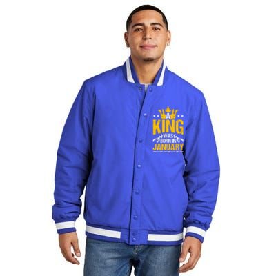 A King Was Born In January Happy Birthday To Me Party Gift Insulated Varsity Jacket