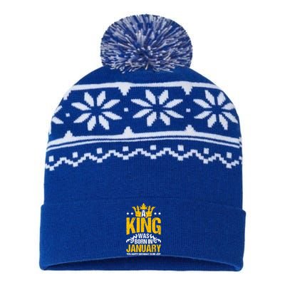 A King Was Born In January Happy Birthday To Me Party Gift USA-Made Snowflake Beanie