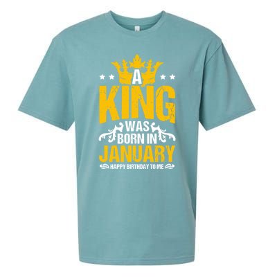 A King Was Born In January Happy Birthday To Me Party Gift Sueded Cloud Jersey T-Shirt