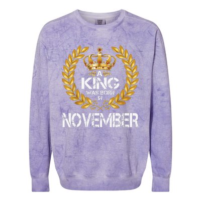 A King Was Born In November Birthday King Gold Crown Colorblast Crewneck Sweatshirt