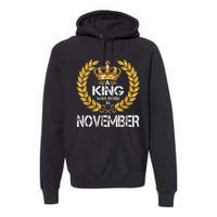 A King Was Born In November Birthday King Gold Crown Premium Hoodie