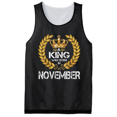 A King Was Born In November Birthday King Gold Crown Mesh Reversible Basketball Jersey Tank