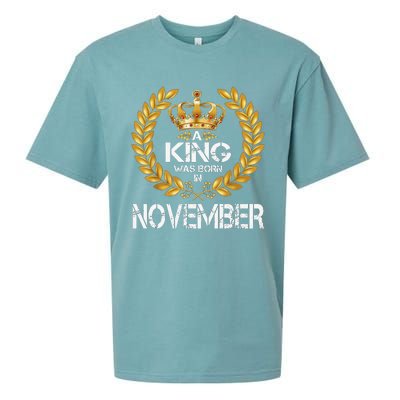 A King Was Born In November Birthday King Gold Crown Sueded Cloud Jersey T-Shirt