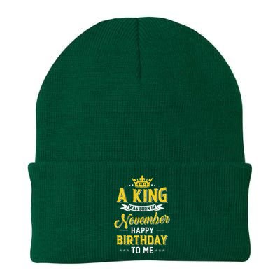 A King Was Born In November Happy Birthday To Me Knit Cap Winter Beanie