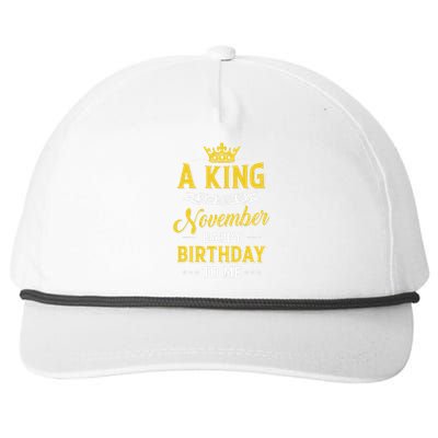 A King Was Born In November Happy Birthday To Me Snapback Five-Panel Rope Hat