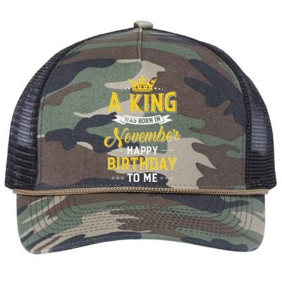 A King Was Born In November Happy Birthday To Me Retro Rope Trucker Hat Cap