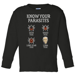 Antibiden Know Your Parasites Lunatic Impeach Joe Biden Toddler Long Sleeve Shirt