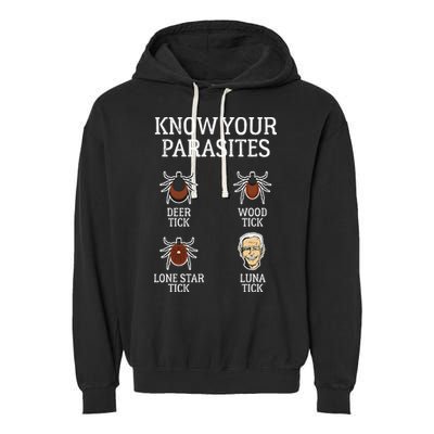 Antibiden Know Your Parasites Lunatic Impeach Joe Biden Garment-Dyed Fleece Hoodie