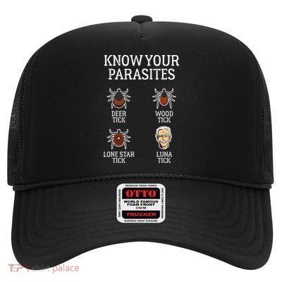Antibiden Know Your Parasites Lunatic Impeach Joe Biden High Crown Mesh Back Trucker Hat